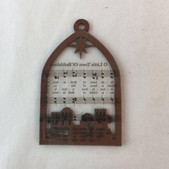 Wood Laser Cut Nativity Christmas Ornament w/Carol Music 4" Set of 6 Lot #4 - Picture 3 of 14
